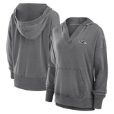 Baltimore Ravens Women's Initiative Snow Wash French Terry V-Neck Pullover Hoodie - Heather Charcoal online