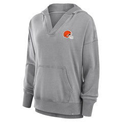 Cleveland Browns Women's Initiative Snow Wash French Terry V-Neck Pullover Hoodie - Heather Gray for sale