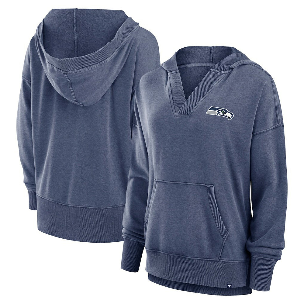 Seattle Seahawks Women's Initiative Snow Wash French Terry V-Neck Pullover Hoodie - Heather College Navy outlet