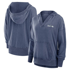 Seattle Seahawks Women's Initiative Snow Wash French Terry V-Neck Pullover Hoodie - Heather College Navy outlet