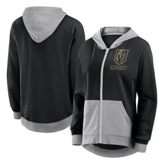 Vegas Golden Knights Logo Athletic Women's Hit It French Terry Full-Zip Hoodie Black