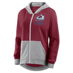 Colorado Avalanche Logo Athletic Women's Hit It French Terry Full-Zip Hoodie Burgundy