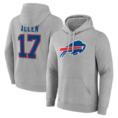 Josh Allen Buffalo Bills Icon Player Name & Number Pullover Hoodie - Gray online