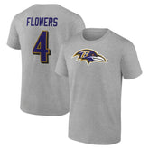Zay Flowers Baltimore Ravens Icon Player Name & Number T-Shirt - Gray discount