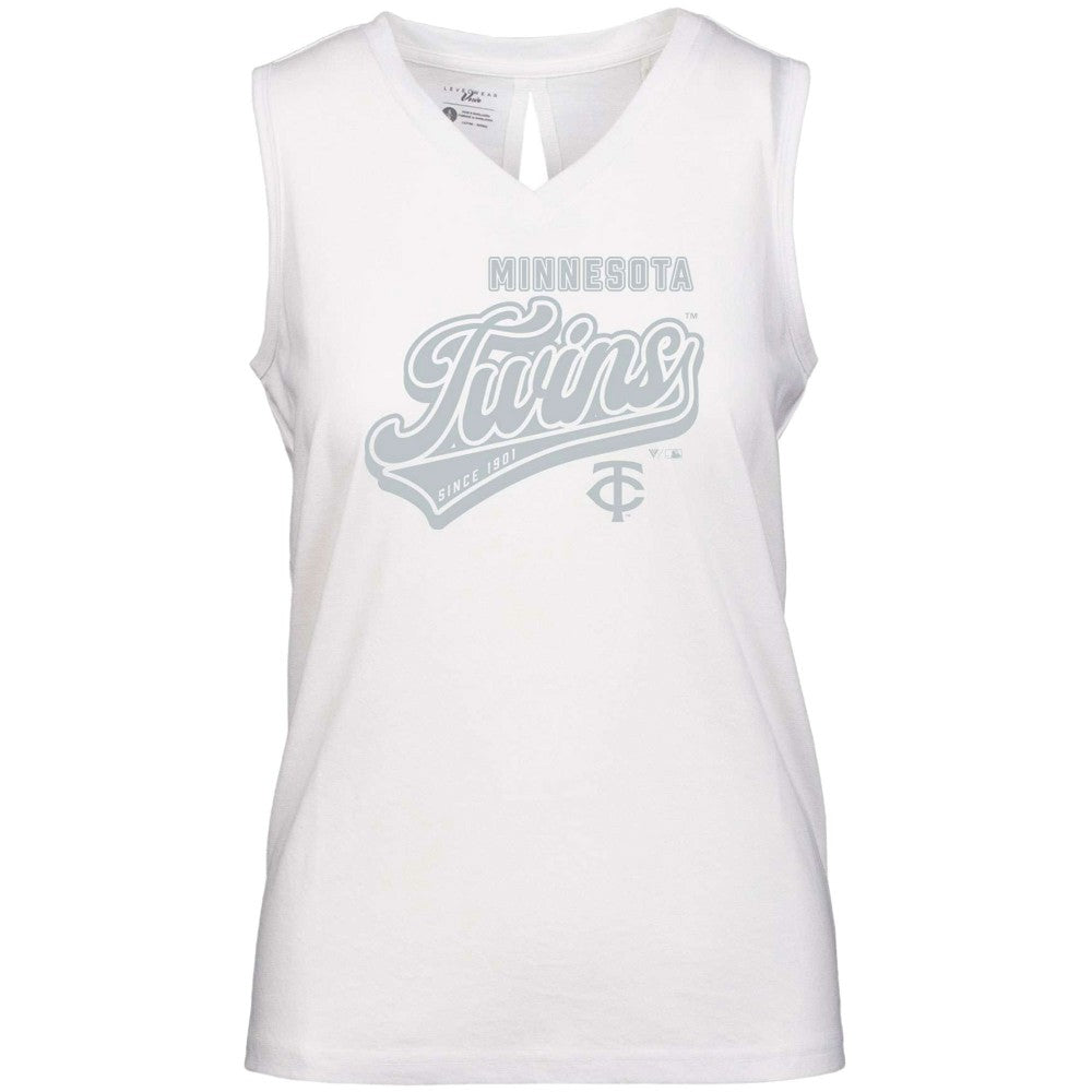 Minnesota Twins Levelwear Women's Paisley Sweep V-Neck Tank Top - White