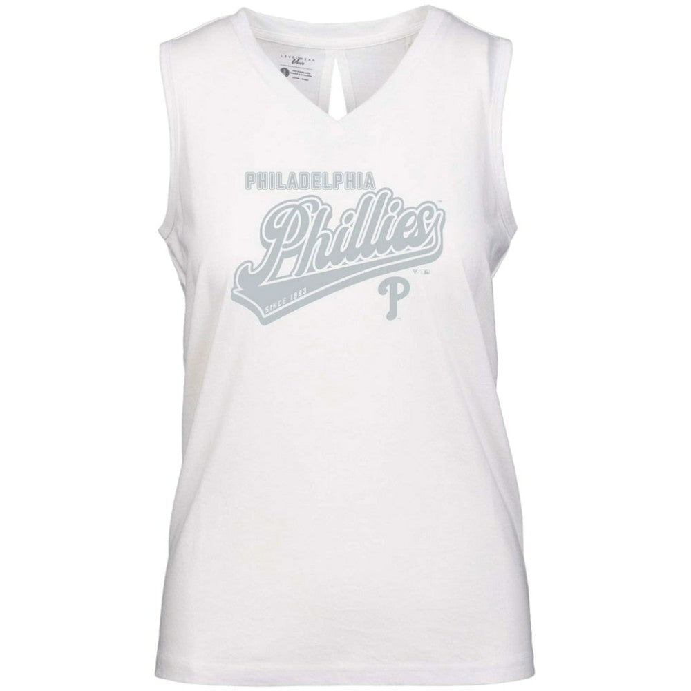 Philadelphia Phillies Levelwear Women's Paisley Sweep V-Neck Tank Top - White