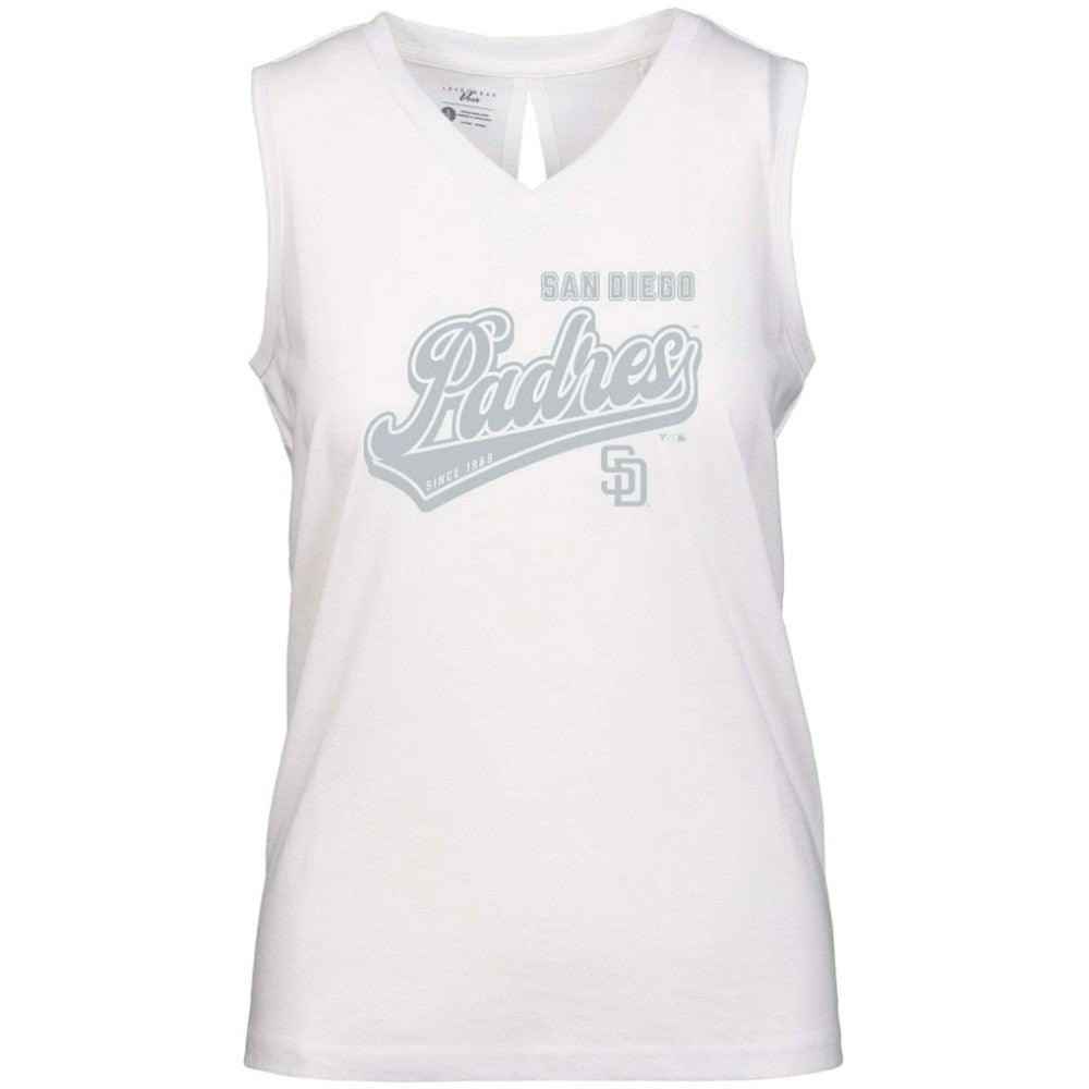 San Diego Padres Levelwear Women's Paisley Sweep V-Neck Tank Top - White