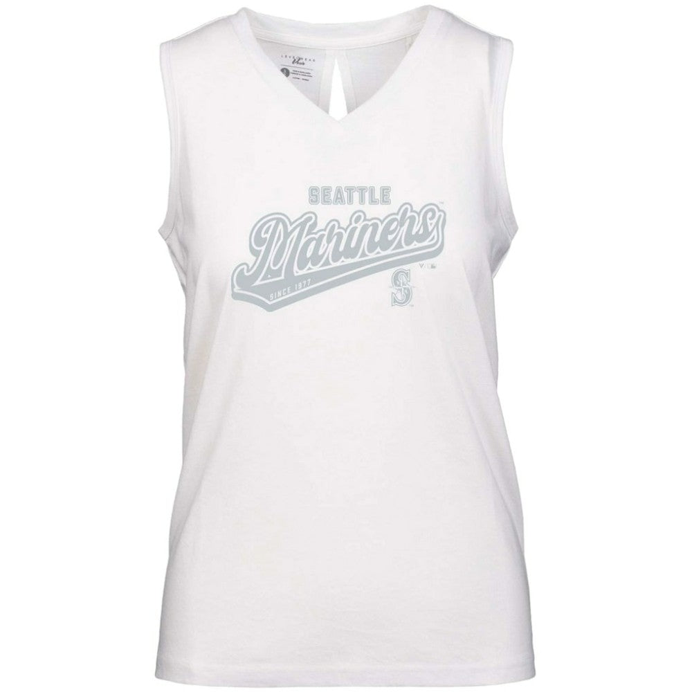 Seattle Mariners Levelwear Women's Paisley Sweep V-Neck Tank Top - White