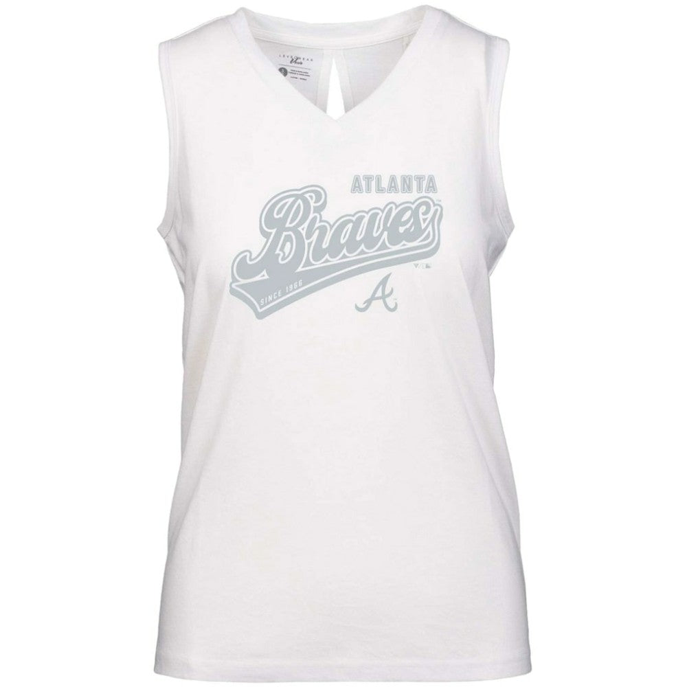 Atlanta Braves Levelwear Women's Paisley Sweep V-Neck Tank Top - White