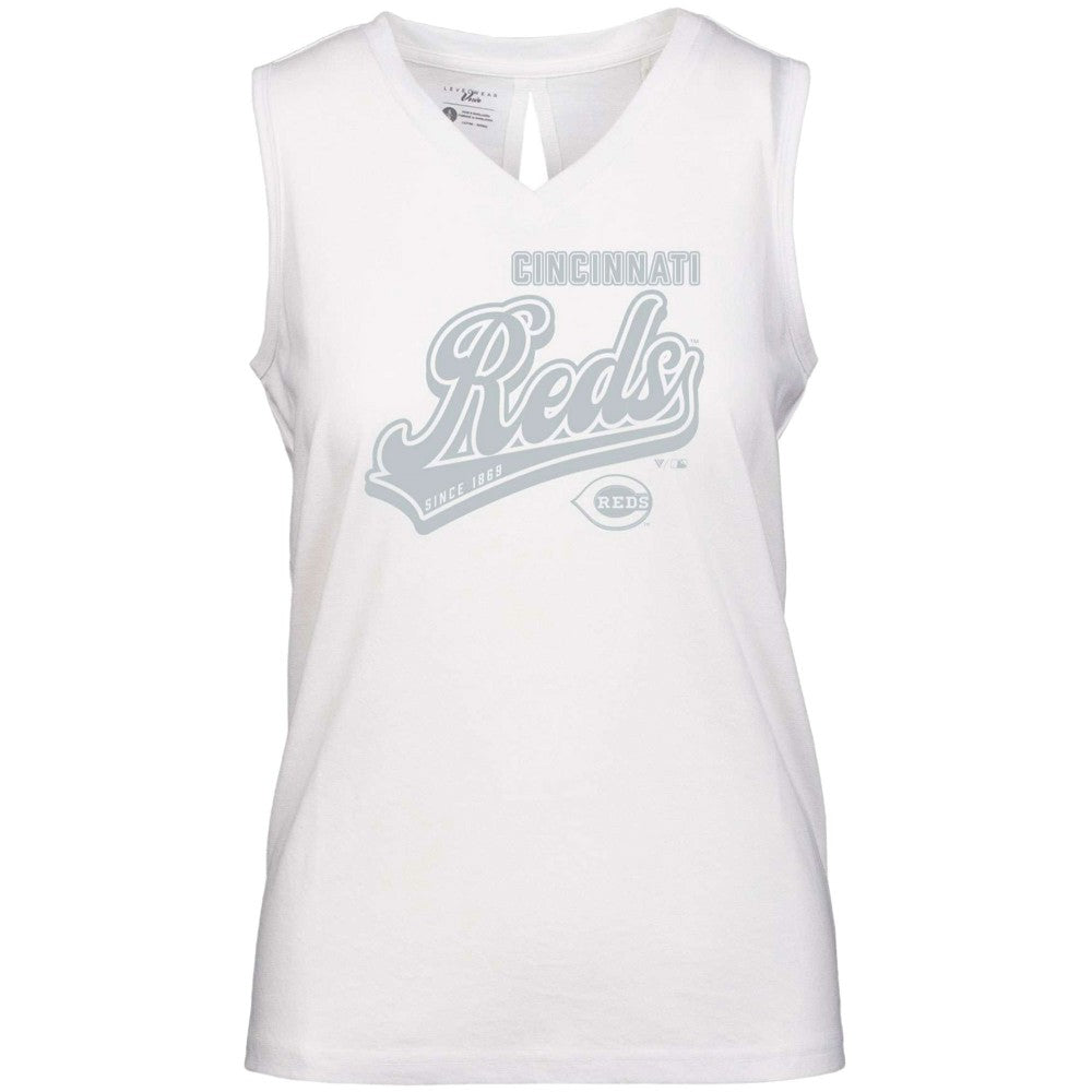 Cincinnati Reds Levelwear Women's Paisley Sweep V-Neck Tank Top - White