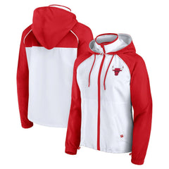 Chicago Bulls Women's Anorak Raglan Full-Zip Hoodie Jacket - White/Red | Fanatics for sale