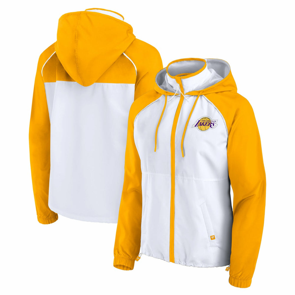 Los Angeles Lakers Women's Anorak Raglan Full-Zip Hoodie Jacket - White/Gold | Fanatics cheap