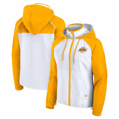 Los Angeles Lakers Women's Anorak Raglan Full-Zip Hoodie Jacket - White/Gold | Fanatics cheap
