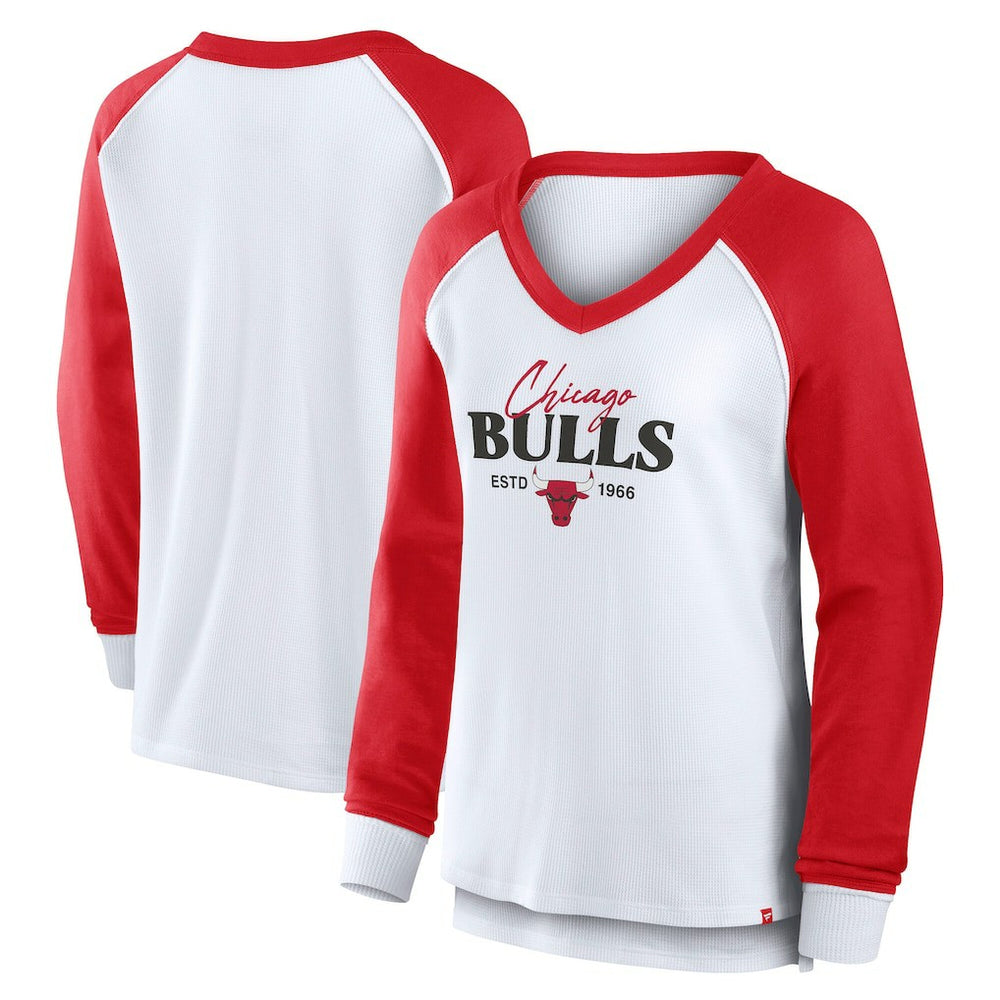 Chicago Bulls Women's Open Lane Waffle Long Sleeve V-Neck T-Shirt sale - White | Fanatics discount
