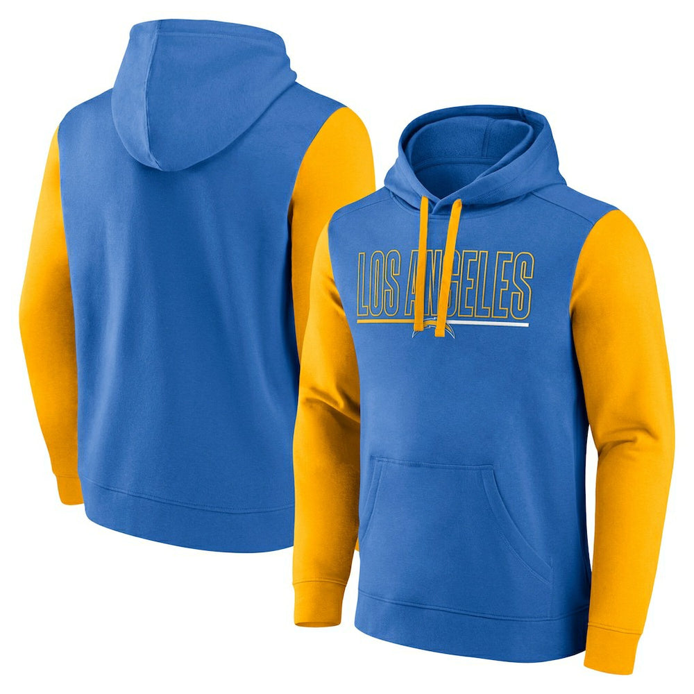 Los Angeles Chargers Outline Pullover Hoodie - Powder Blue/Gold cheap