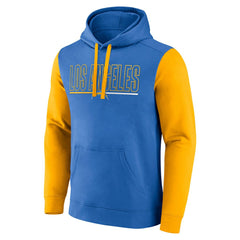 Los Angeles Chargers Outline Pullover Hoodie - Powder Blue/Gold cheap