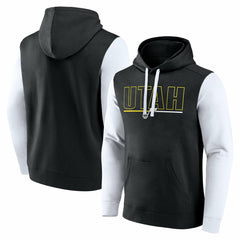 Utah Jazz Logo Athletic Outline Colorblock Pullover Hoodie - Black discount