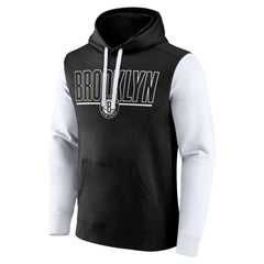 Brooklyn Nets Logo Athletic Outline Colorblock Pullover Hoodie - Black outlet