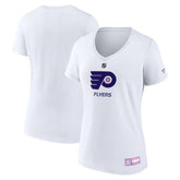 Philadelphia Flyers Fanatics Women's 2024 Hockey Fights Cancer V-Neck T-Shirt White