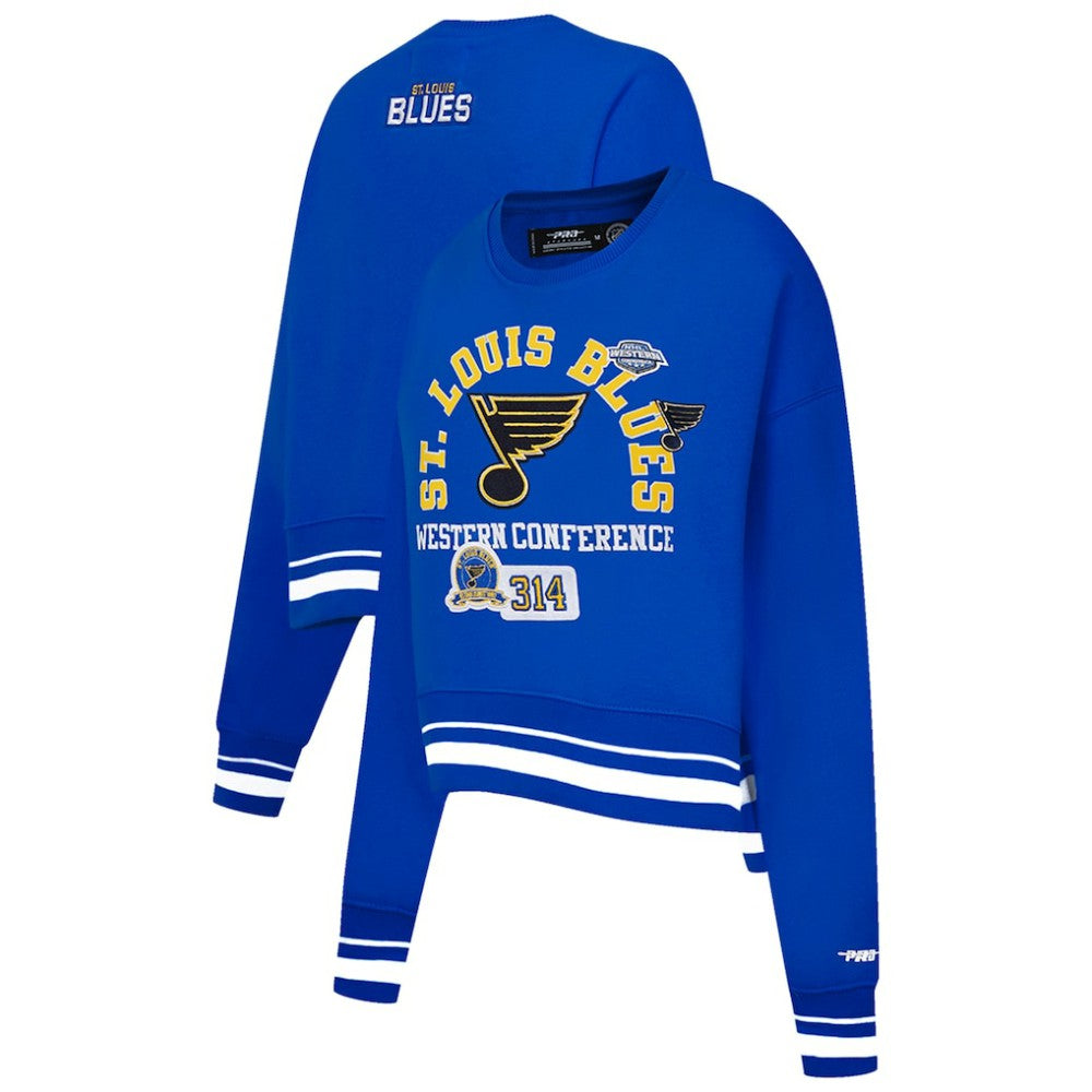 St. Louis Blues Pro Standard Women's Area Code Cropped Pullover Sweatshirt Blue