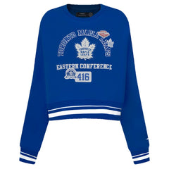 Toronto Maple Leafs Pro Standard Women's Area Code Cropped Pullover Sweatshirt Blue