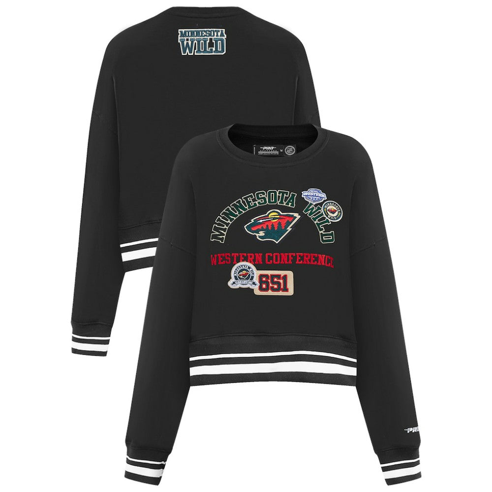 Minnesota Wild Pro Standard Women's Area Code Cropped Pullover Sweatshirt Black