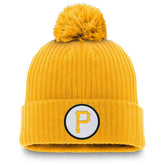 Pittsburgh Pirates Cooperstown Collection Patch Cuffed Knit Hat with Pom - Gold | Nike
