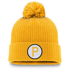 Pittsburgh Pirates Cooperstown Collection Patch Cuffed Knit Hat with Pom - Gold | Nike