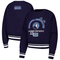 Minnesota Timberwolves Pro Standard Women's Area Code Cropped Pullover Sweatshirt - Navy sale