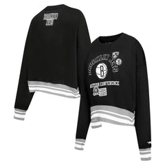 Brooklyn Nets Pro Standard Women's Area Code Cropped Pullover Sweatshirt - Black on sale