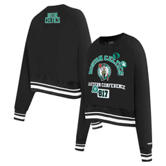 Boston Celtics Pro Standard Women's Area Code Cropped Pullover Sweatshirt - Black for sale