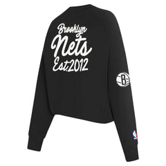 Brooklyn Nets Pro Standard Women's Paint The City Cropped Pullover Sweatshirt - Black on sale