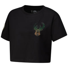 Milwaukee Bucks Pro Standard Women's Jewels Boxy Cropped T-Shirt - Black cheap