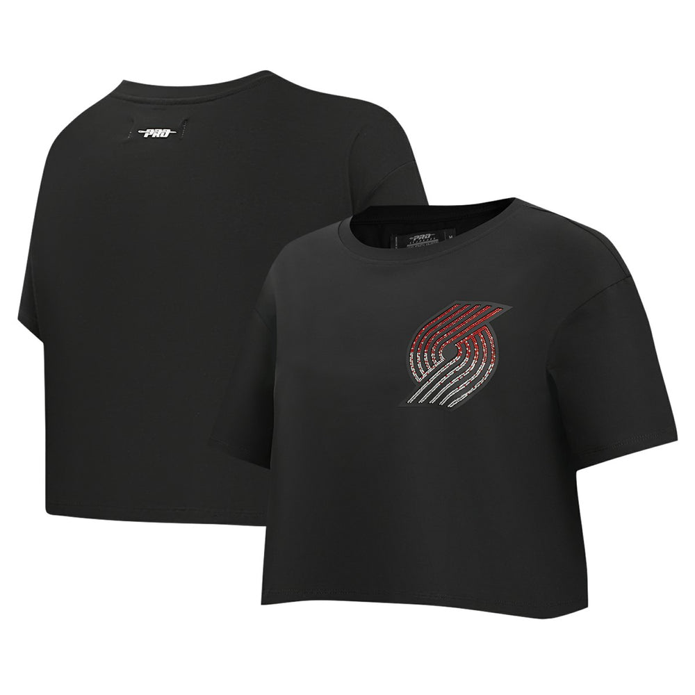 Portland Trail Blazers Pro Standard Women's Jewels Boxy Cropped T-Shirt - Black for sale