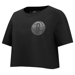 Brooklyn Nets Pro Standard Women's Jewels Boxy Cropped T-Shirt - Black sale