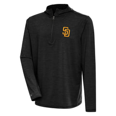 San Diego Padres Antigua Tidy Quarter-Zip Hoodie - Heather Black