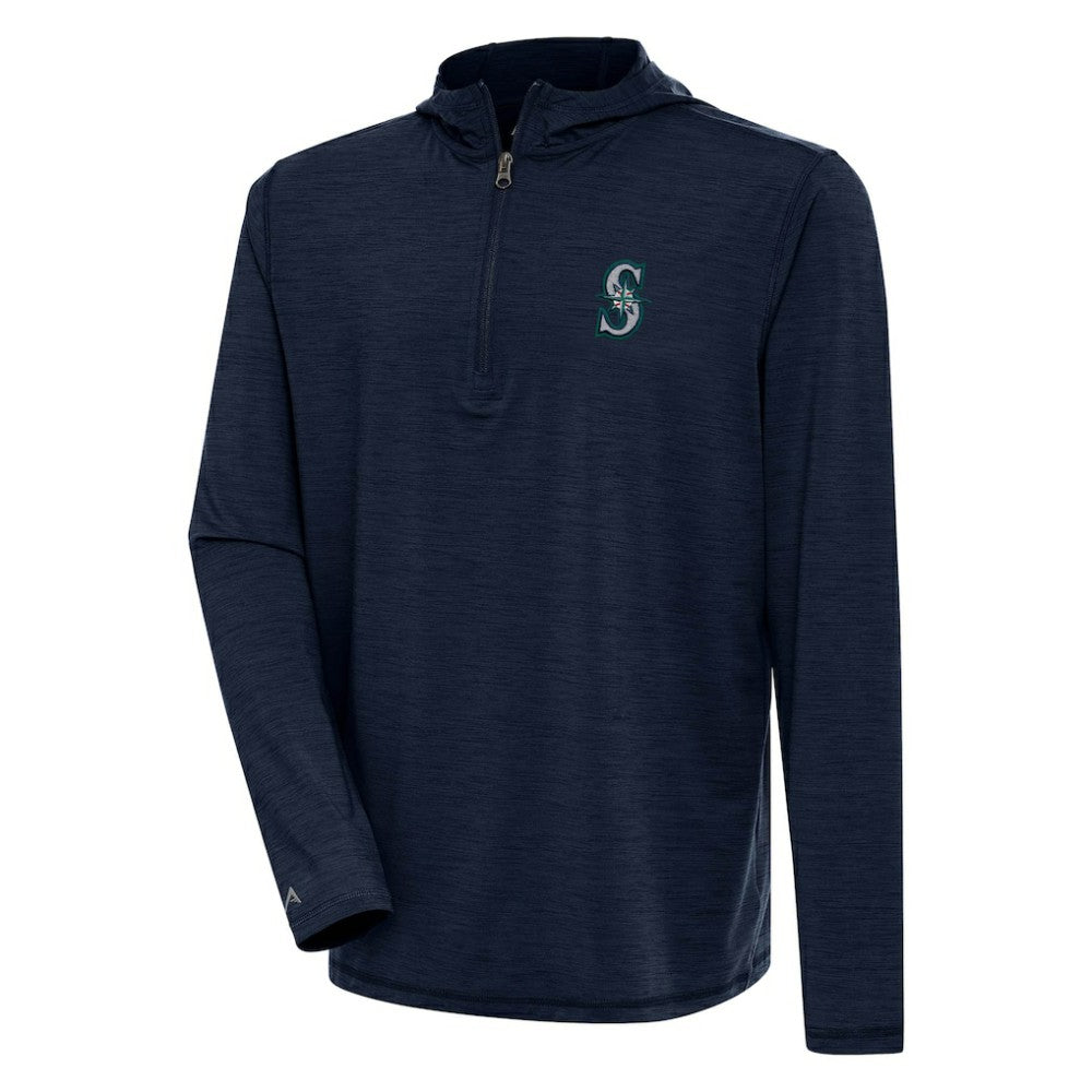 Seattle Mariners Antigua Tidy Quarter-Zip Hoodie - Heather Navy