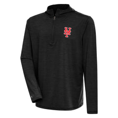 New York Mets Antigua Tidy Quarter-Zip Hoodie - Heather Black