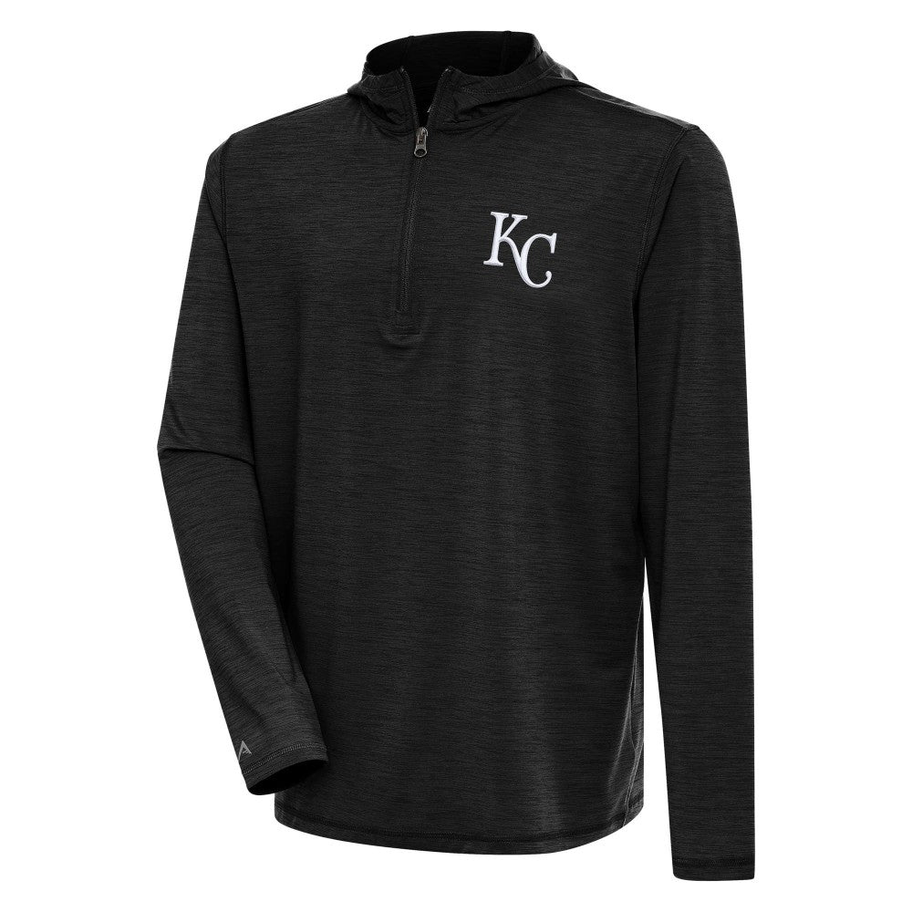 Kansas City Royals Antigua Tidy Quarter-Zip Hoodie - Heather Black