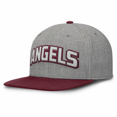 Los Angeles Angels Elements Felt Chainstitch Snapback Hat - Gray/Maroon