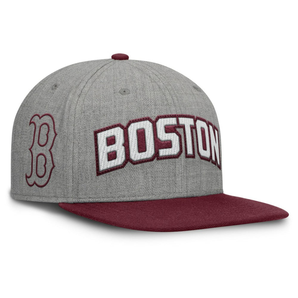 Boston Red Sox Elements Felt Chainstitch Snapback Hat - Gray/Maroon