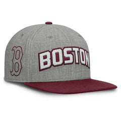 Boston Red Sox Elements Felt Chainstitch Snapback Hat - Gray/Maroon