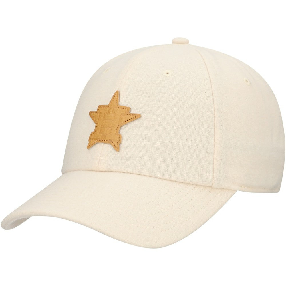 Houston Astros Front Office Leather Patch Adjustable Hat - Cream
