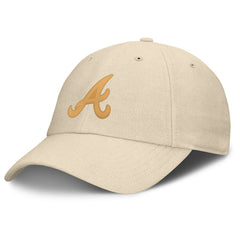 Atlanta Braves Front Office Leather Patch Adjustable Hat - Cream