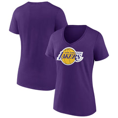 Los Angeles Lakers Women's Primary Logo V-Neck T-Shirt - Purple for sale