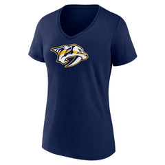 Nashville Predators Women's Primary Logo V-Neck T-Shirt Navy