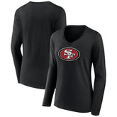 San Francisco 49ers Women's Primary Logo Long Sleeve V-Neck T-Shirt - Black online