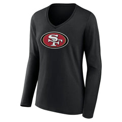San Francisco 49ers Women's Primary Logo Long Sleeve V-Neck T-Shirt - Black online