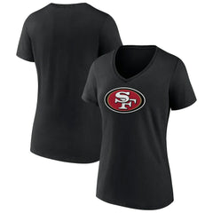 San Francisco 49ers Women's Primary Logo V-Neck T-Shirt - Black outlet