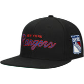 New York Rangers Mitchell & Ness Core Team Script 2.0 Snapback Hat Black